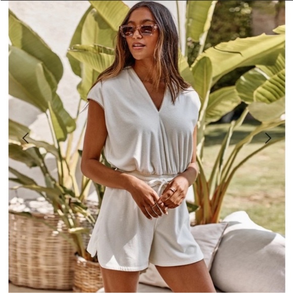 🌞SUMMERSALT the towel terry V-neck romper size M - Picture 2 of 14